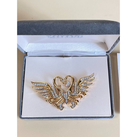 Valentine Nolan Miller Kissing Swans Heart Shaped Sparkling Faceted Crystals Box - Picture 3 of 5